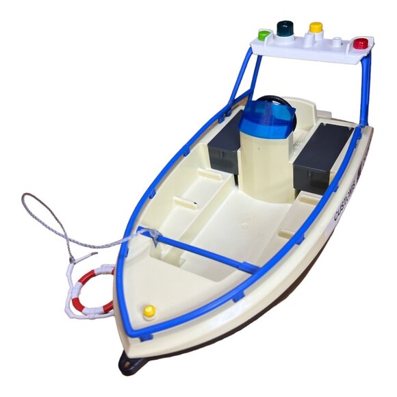 Vintage 1990's Playmobil 4 Figures Firemen First Aid & Customs Boat Ambulance - Picture 9 of 12